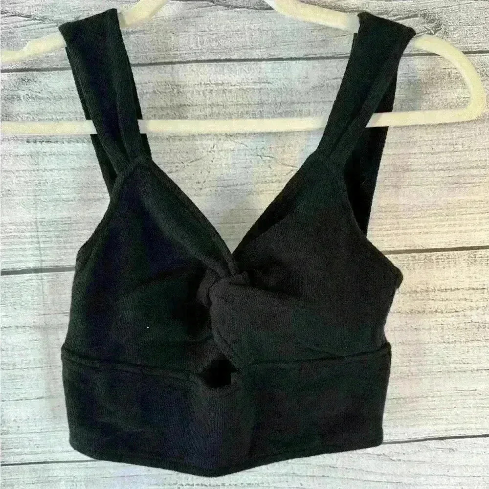 Madewell Black Sleeveless Cut Out Crop Top